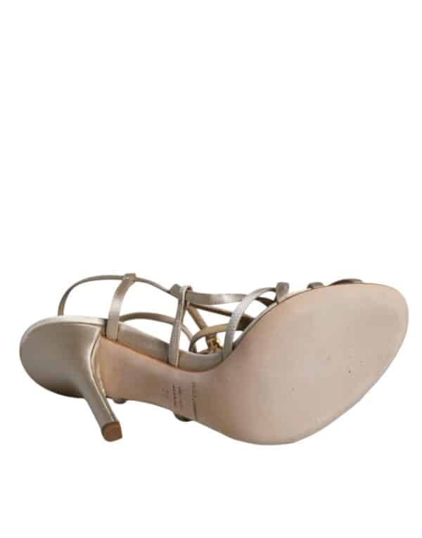 Dolce & Gabbana Beige Leather Stiletto Heels Sandals Shoes – Image 8