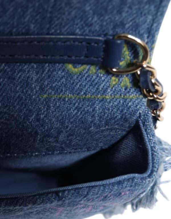 Chanel Denim Mood Flap Micro Logo Printed Fringed Shoulder Bag – Image 5