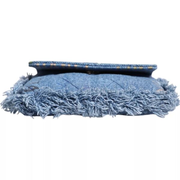 Chanel Denim Mood Flap Micro Logo Printed Fringed Shoulder Bag – Image 4