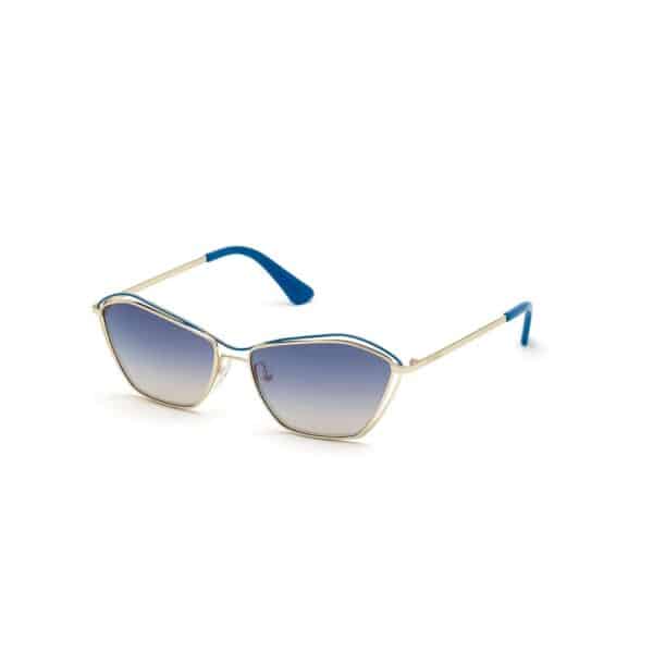 Lunettes de soleil avec monture hexagonale bleue