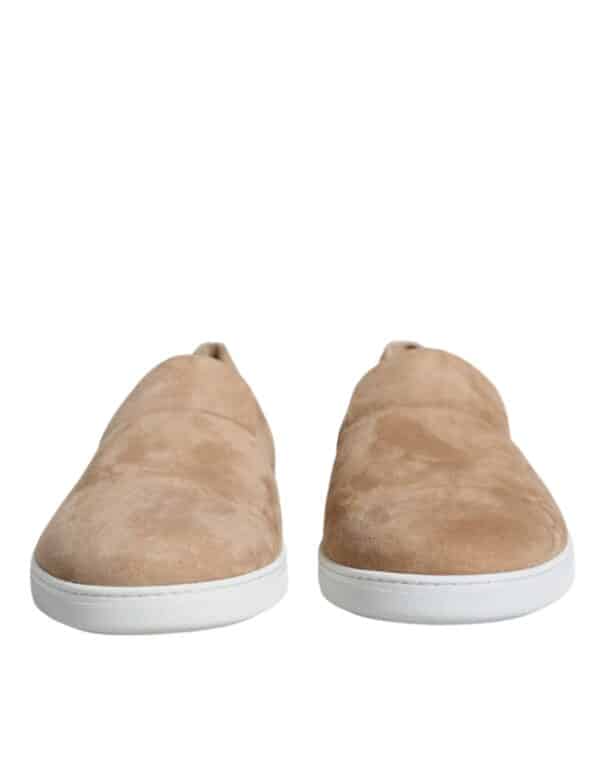 Dolce & Gabbana Beige Suede Caiman Loafers Slippers Shoes – Image 2