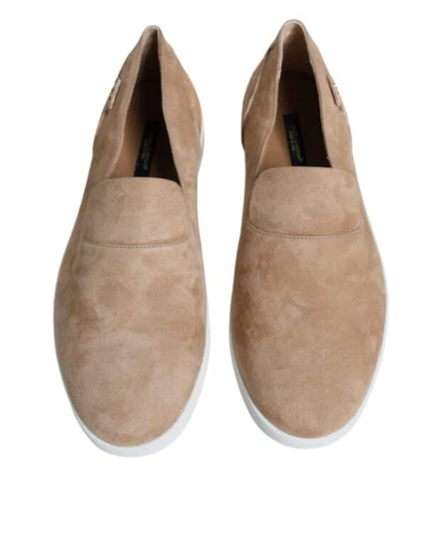 Dolce & Gabbana Beige Suede Caiman Loafers Slippers Shoes – Image 3