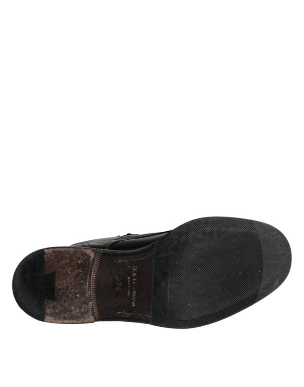 Dolce & Gabbana Black Leather Men Short Boots Lace Up Shoes – Image 8