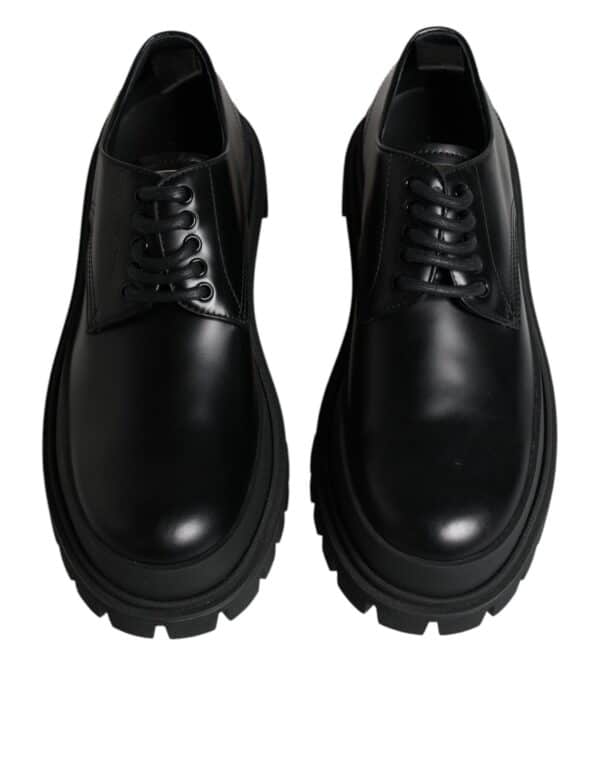 Dolce & Gabbana Black Leather Lace Up Trekking Dress Shoes – Image 3