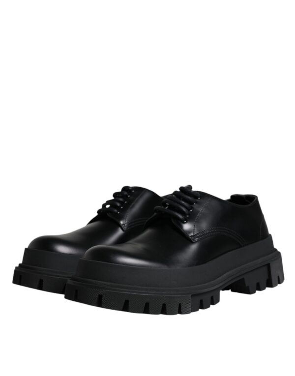 Dolce & Gabbana Black Leather Lace Up Trekking Dress Shoes – Image 4