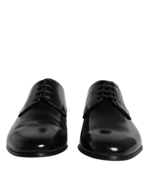 Dolce & Gabbana Black Leather Lace Up Men Derby Formal Shoes – Image 2