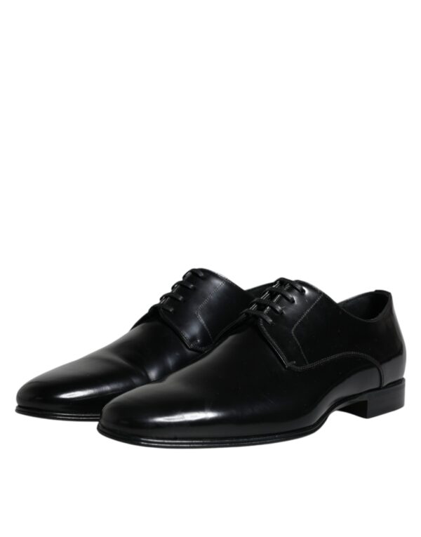 Dolce & Gabbana Black Leather Lace Up Men Derby Formal Shoes – Image 4