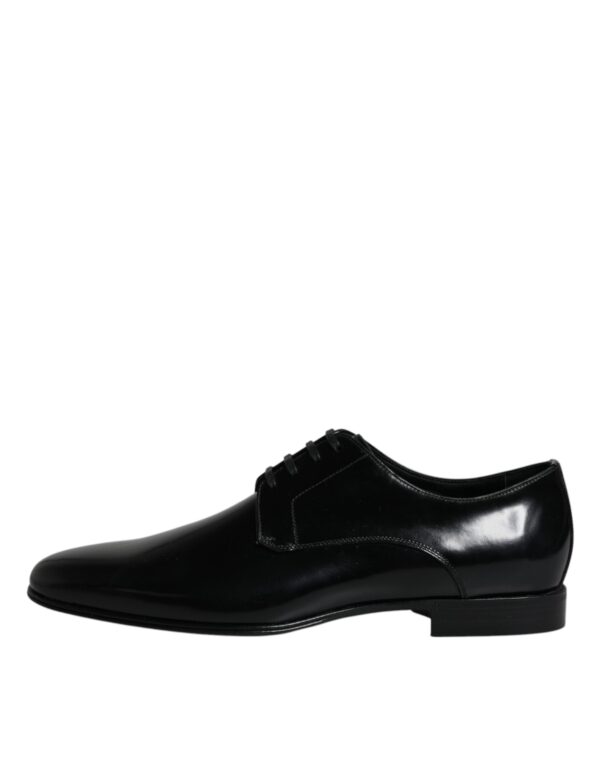 Dolce & Gabbana Black Leather Lace Up Men Derby Formal Shoes – Image 6
