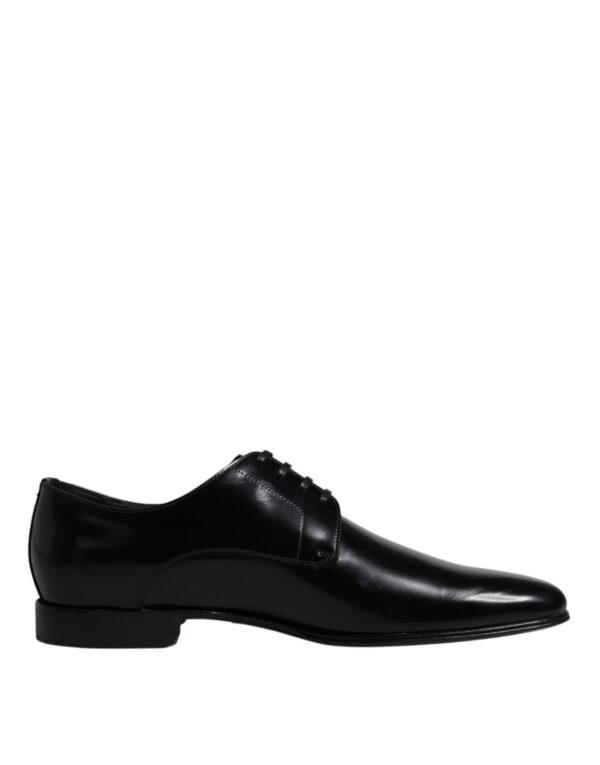 Dolce & Gabbana Black Leather Lace Up Men Derby Formal Shoes – Image 7