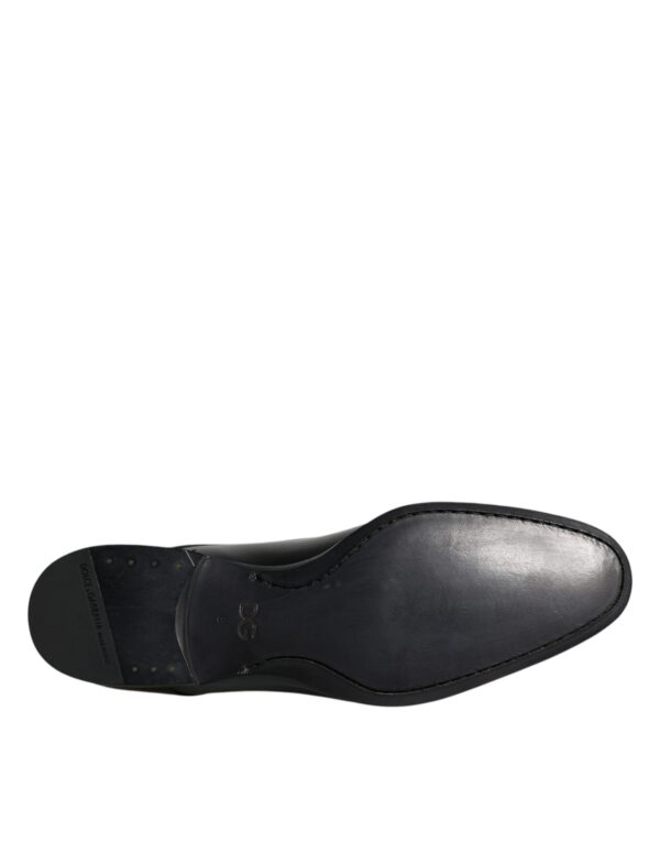 Dolce & Gabbana Black Leather Lace Up Men Derby Formal Shoes – Image 8