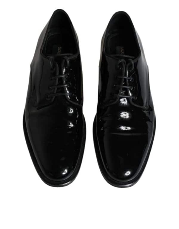 Dolce & Gabbana Black Leather Lace Up Men Derby Formal Shoes – Image 3