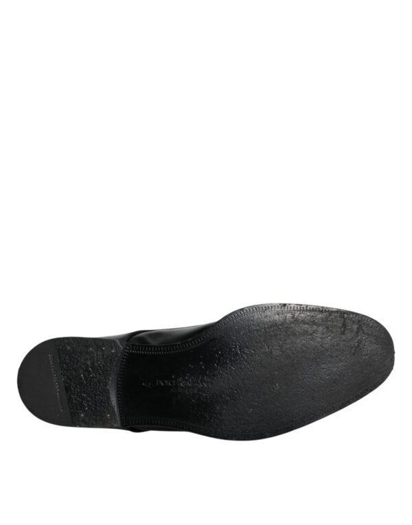 Dolce & Gabbana Black Leather Lace Up Men Derby Formal Shoes – Image 8