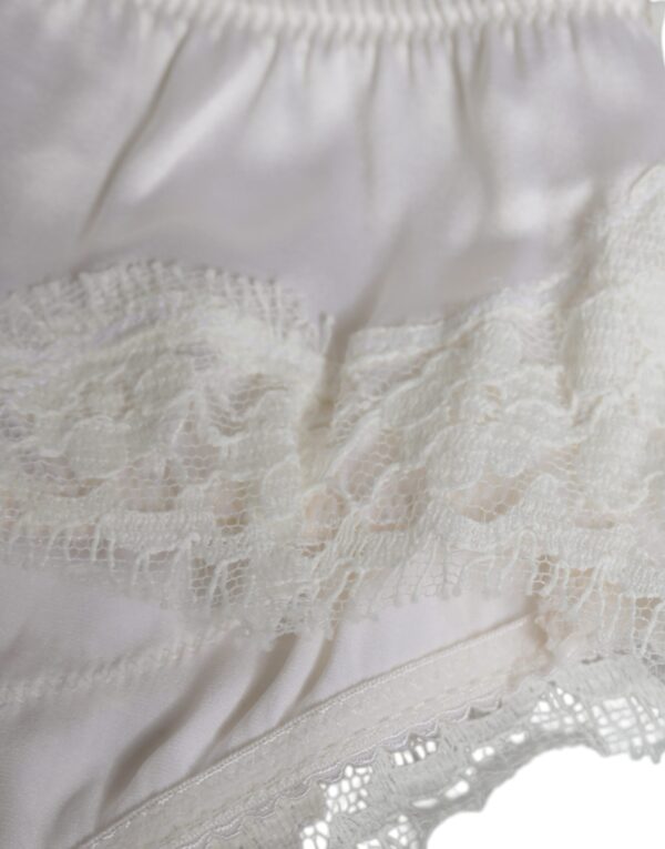 Dolce & Gabbana White Silk Stretch Panty Balconette Bra Underwear – Image 4