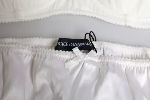 Dolce & Gabbana White Silk Stretch Panty Balconette Bra Underwear – Image 7