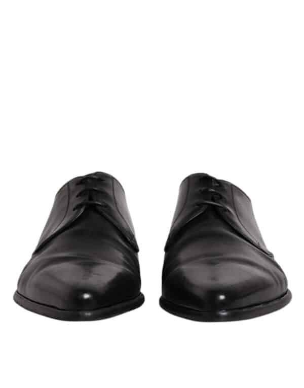 Dolce & Gabbana Black Leather Lace Up Men Derby Formal Shoes – Image 2