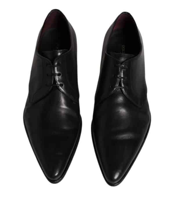 Dolce & Gabbana Black Leather Lace Up Men Derby Formal Shoes – Image 3