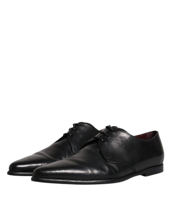 Dolce & Gabbana Black Leather Lace Up Men Derby Formal Shoes – Image 4