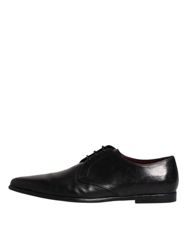 Dolce & Gabbana Black Leather Lace Up Men Derby Formal Shoes – Image 6