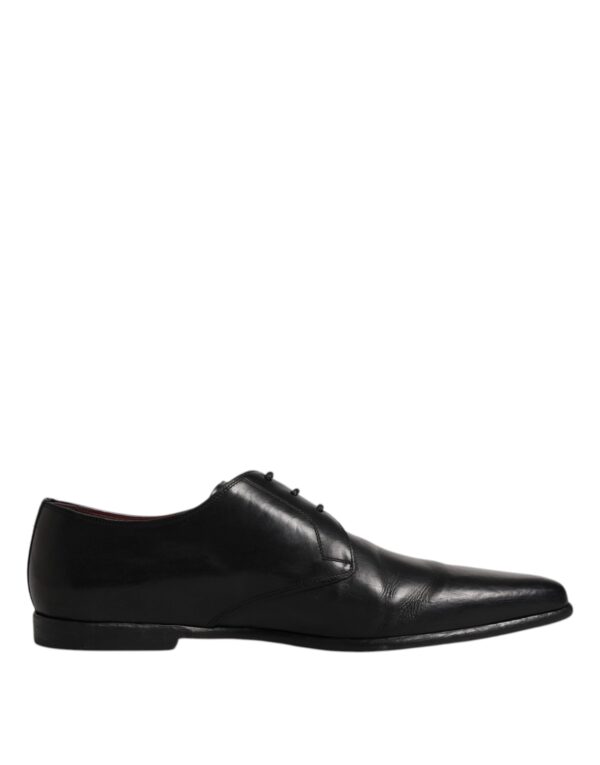 Dolce & Gabbana Black Leather Lace Up Men Derby Formal Shoes – Image 7