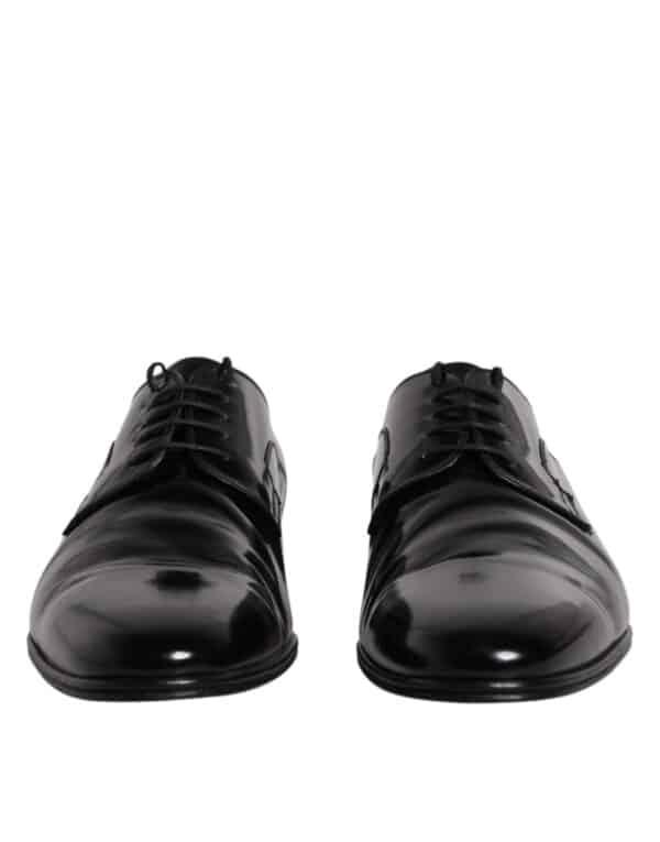 Dolce & Gabbana Black Leather Lace Up Derby Formal Shoes – Image 2