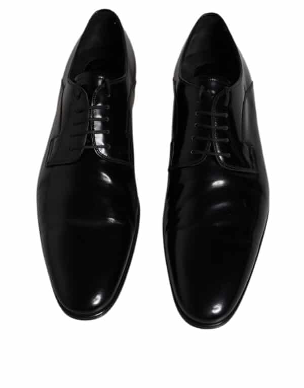 Dolce & Gabbana Black Leather Lace Up Derby Formal Shoes – Image 3