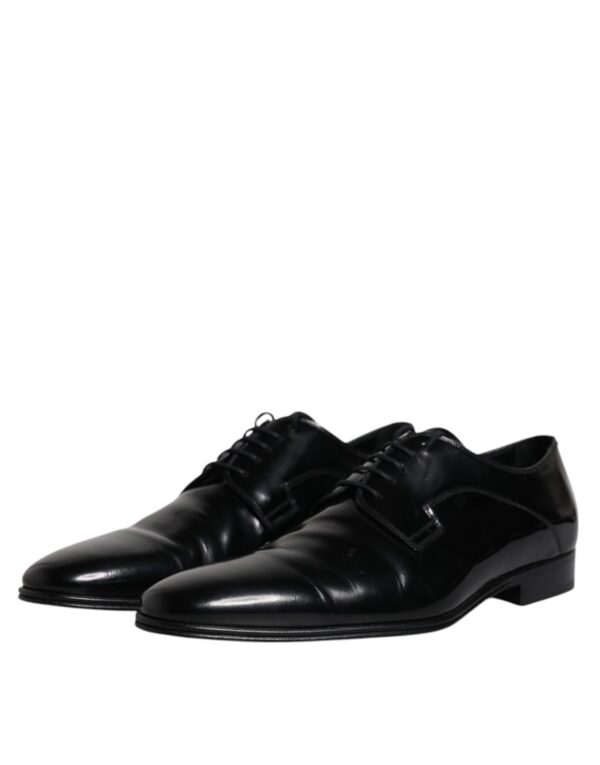 Dolce & Gabbana Black Leather Lace Up Derby Formal Shoes – Image 4