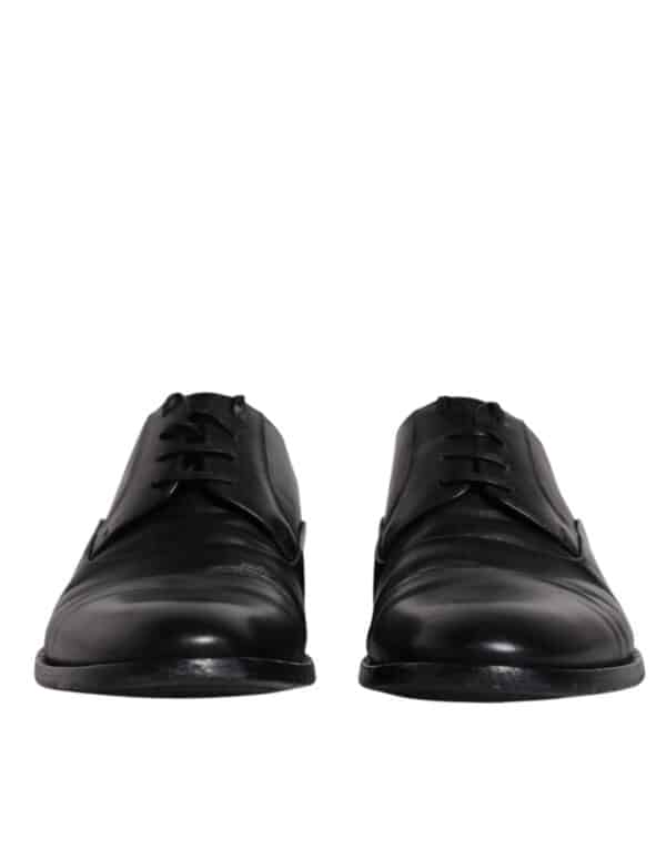 Dolce & Gabbana Black Leather Lace Up Men Derby Formal Shoes – Image 2