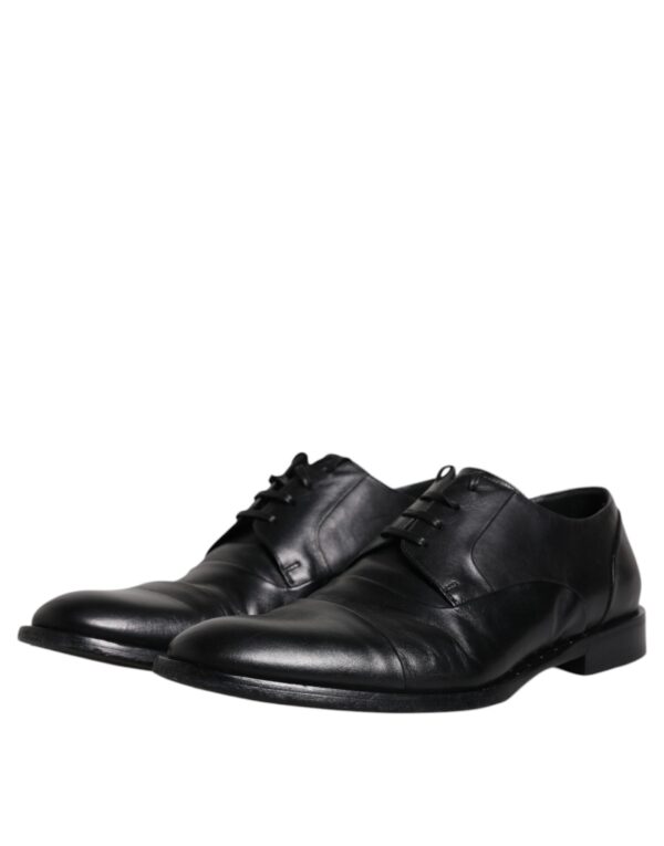 Dolce & Gabbana Black Leather Lace Up Men Derby Formal Shoes – Image 4