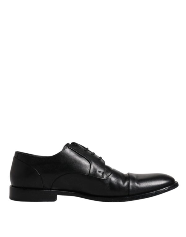 Dolce & Gabbana Black Leather Lace Up Men Derby Formal Shoes – Image 7