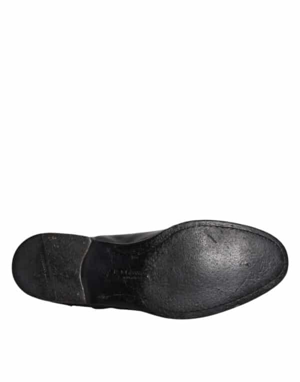Dolce & Gabbana Black Leather Lace Up Men Derby Formal Shoes – Image 8