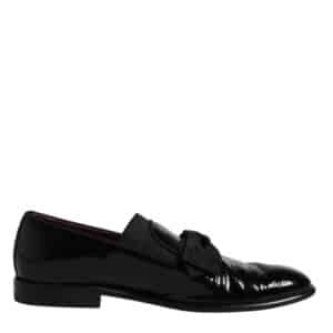 Dolce & Gabbana Black Leather Loafers Men Formal Dress Shoes