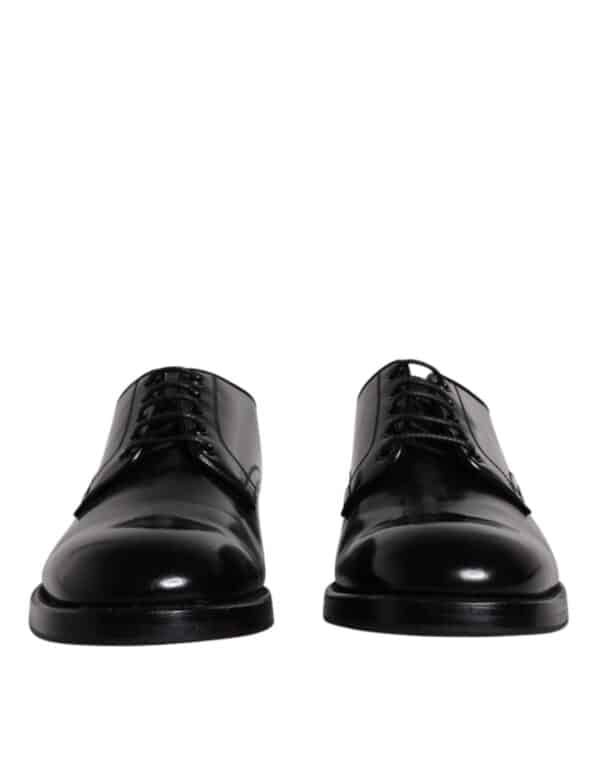 Dolce & Gabbana Black Leather Lace Up Men Derby Formal Shoes – Image 2