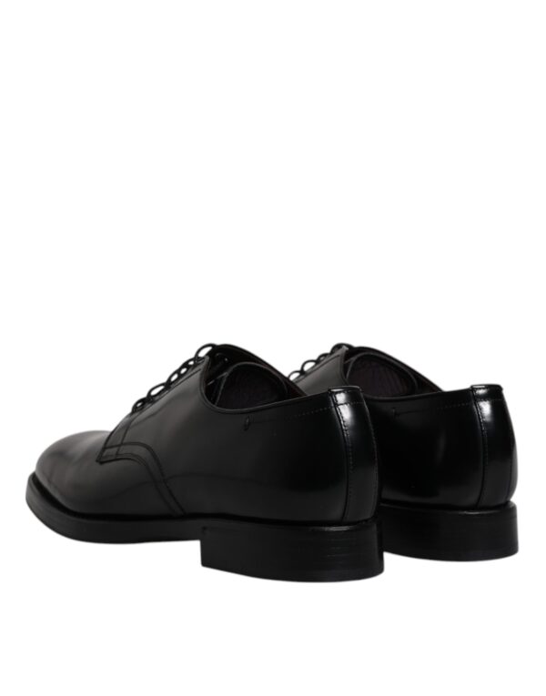 Dolce & Gabbana Black Leather Lace Up Men Derby Formal Shoes – Image 5