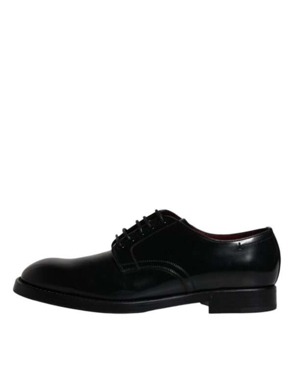 Dolce & Gabbana Black Leather Lace Up Men Derby Formal Shoes – Image 6