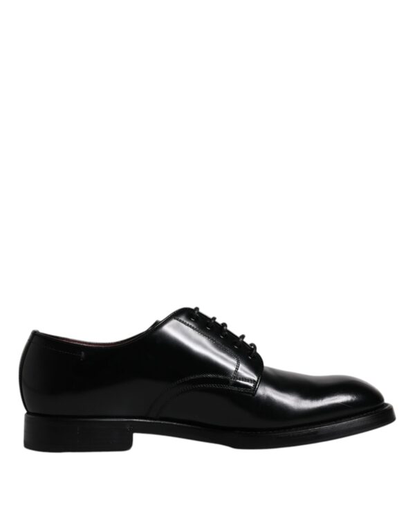 Dolce & Gabbana Black Leather Lace Up Men Derby Formal Shoes – Image 7
