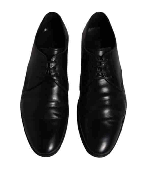 Dolce & Gabbana Black Leather Lace Up Men Derby Formal Shoes – Image 3