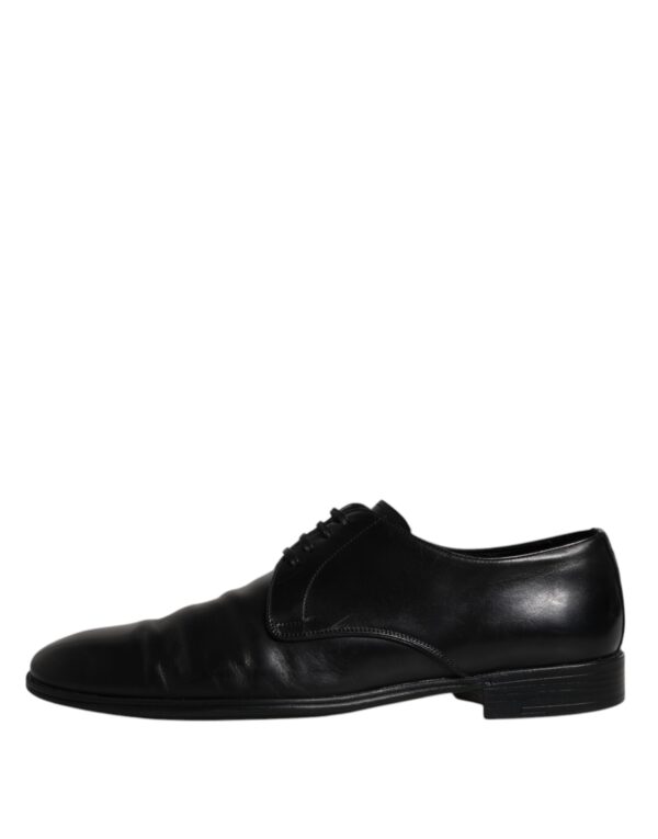 Dolce & Gabbana Black Leather Lace Up Men Derby Formal Shoes – Image 6