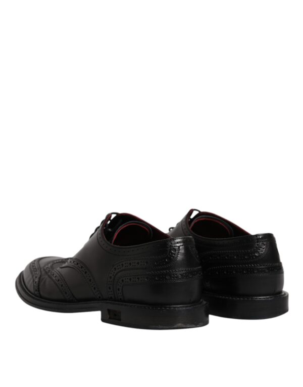 Dolce & Gabbana Black Leather Derby Wingtip Formal Shoes – Image 5