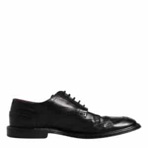Dolce & Gabbana Black Leather Derby Wingtip Formal Shoes
