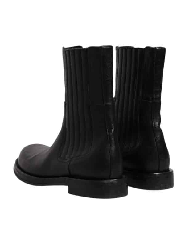 Dolce & Gabbana Black Horse Leather Mid Calf Boots Shoes – Image 5