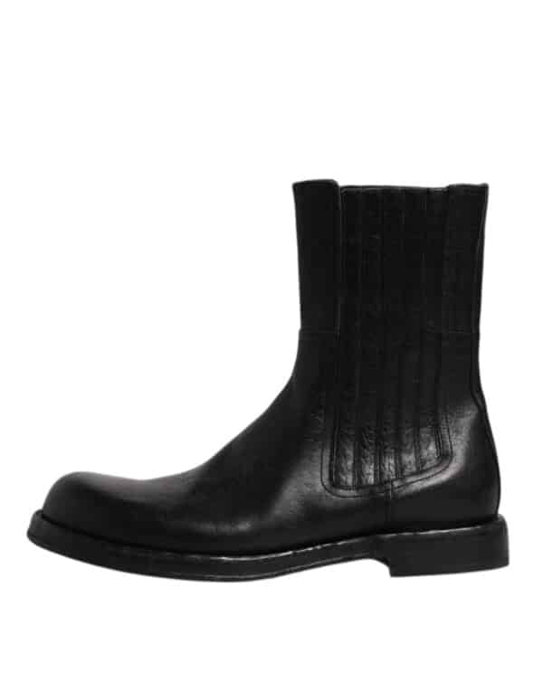 Dolce & Gabbana Black Horse Leather Mid Calf Boots Shoes – Image 6