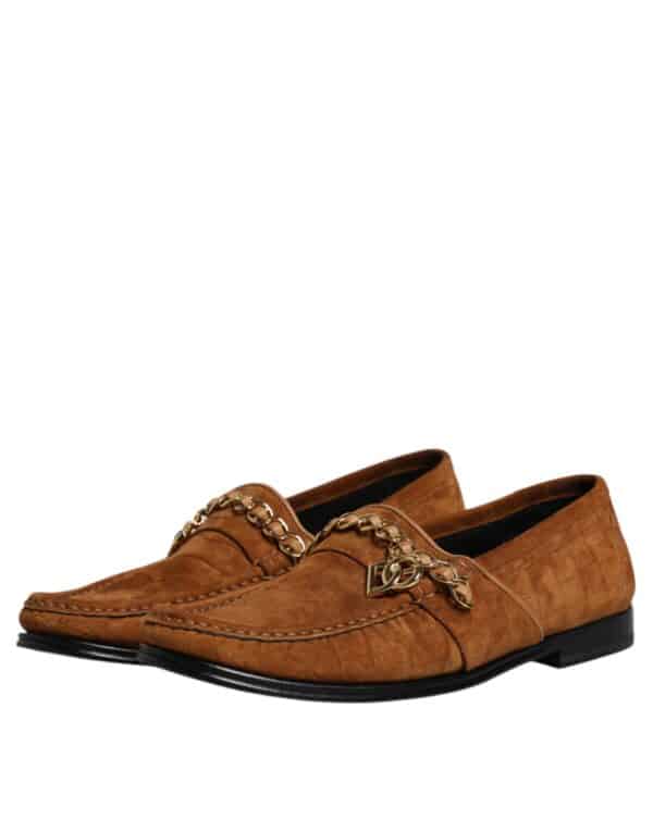 Dolce & Gabbana Brown Suede Leather Loafers Dress Shoes – Image 4