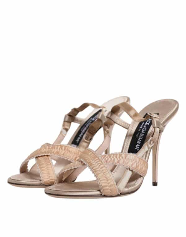 Dolce & Gabbana Beige Keira Slingback Heels Sandals Shoes – Image 4