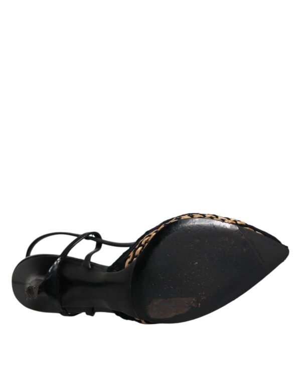 Dolce & Gabbana Black Brown Lace High Heels Slingback Shoes – Image 6