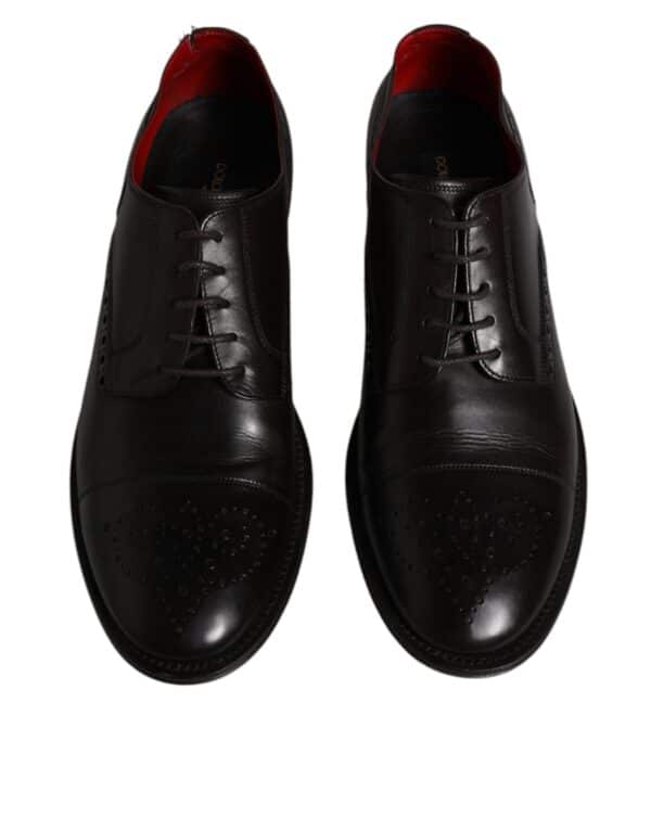 Dolce & Gabbana Black Calfskin Leather Derby Men Dress Shoes – Image 3