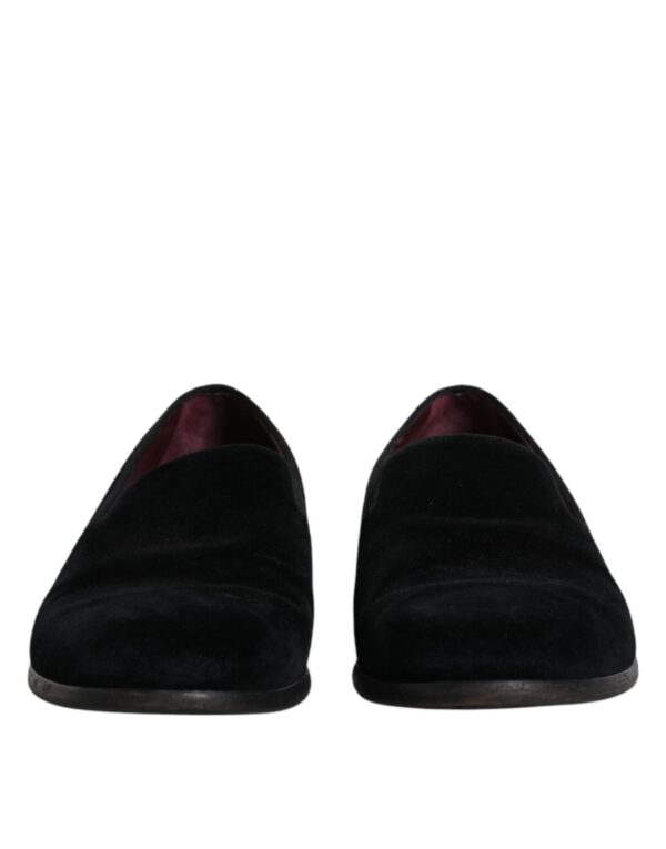 Dolce & Gabbana Black Velvet Loafers Formal Men Dress Shoes – Image 2