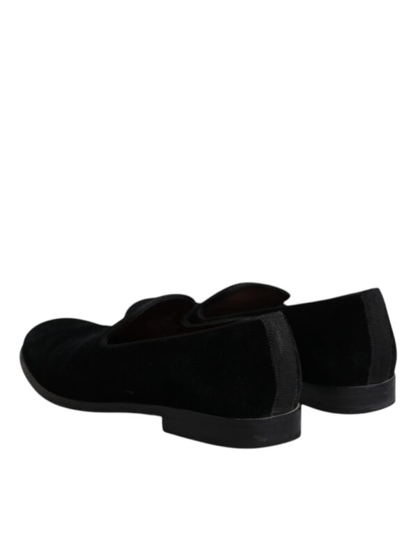 Dolce & Gabbana Black Velvet Loafers Formal Men Dress Shoes – Image 4