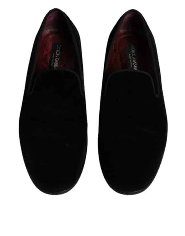 Dolce & Gabbana Black Velvet Loafers Formal Men Dress Shoes – Image 5
