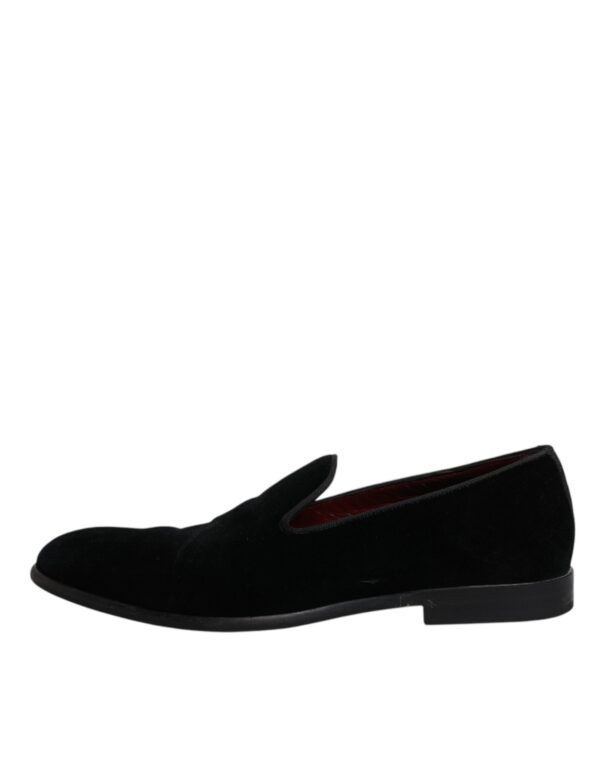 Dolce & Gabbana Black Velvet Loafers Formal Men Dress Shoes – Image 6