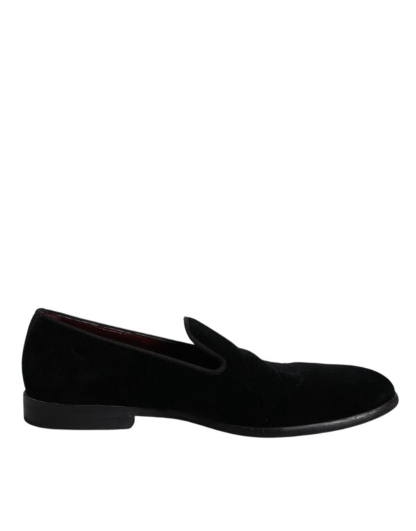Dolce & Gabbana Black Velvet Loafers Formal Men Dress Shoes – Image 7